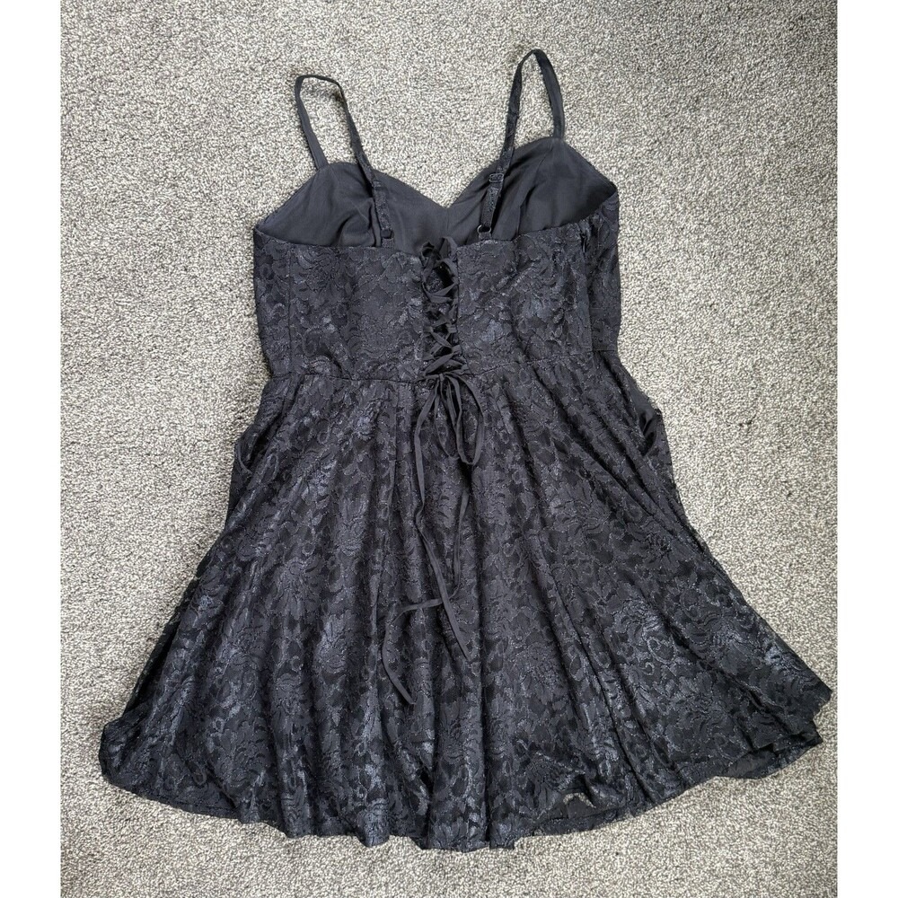 Torrid Black Lace Dress Size 14 Fit & Flare Corset Back Whimsygoth Vamp Grunge - Picture 3 of 9